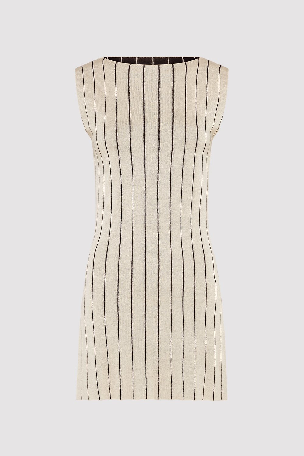 Jacquard Stripe Knit Tunic- Ecru
