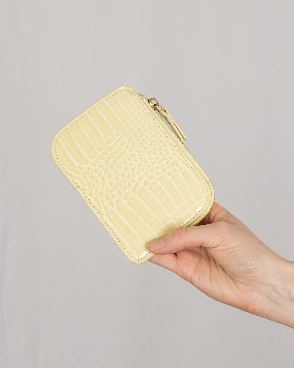Curva Small Zip Pouch- Baby Yellow Croc